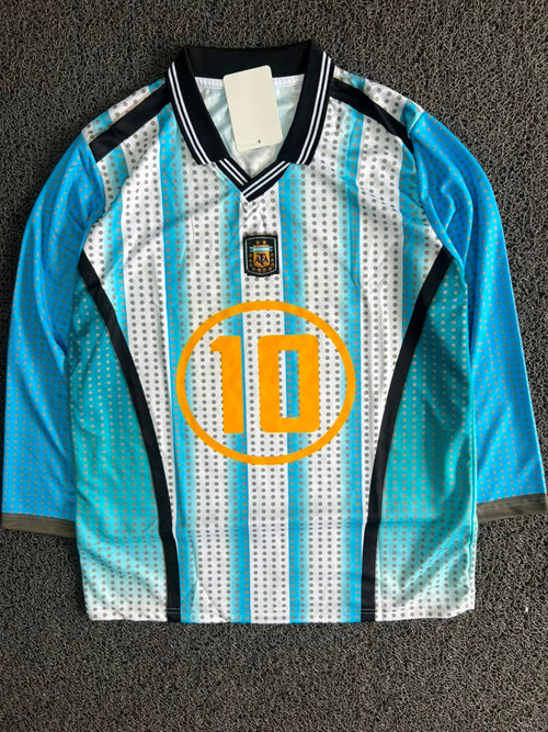 Argentina 1994 Retro Home Jersey – Messi #10 Long Sleeve Classic Football Jersey