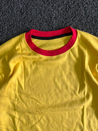 Yellow T-Shirt with Red Contrast Collar & Sleeve Trim