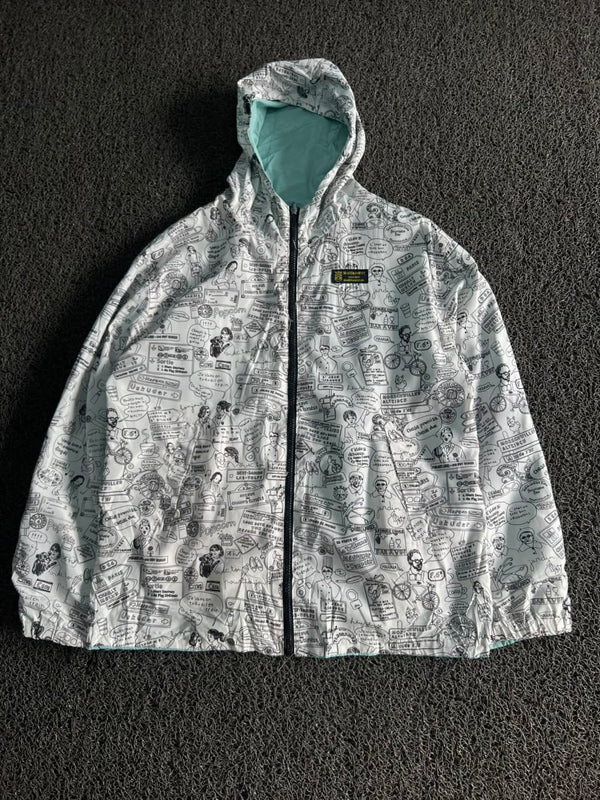 Reversible Lightweight Hooded Jacket – Printed & Solid Side