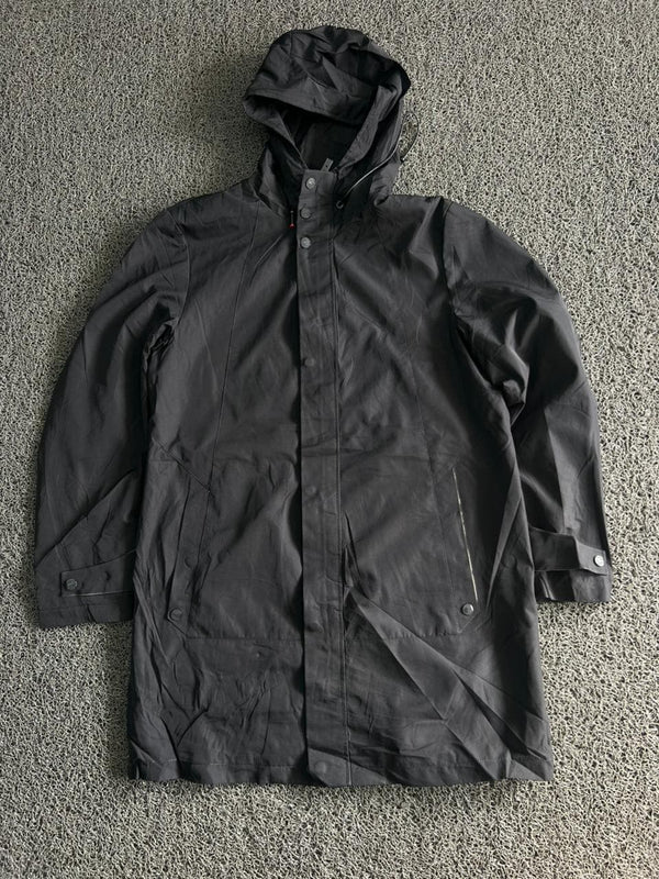 Black Hooded Utility Windbreaker Jacket