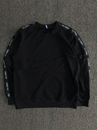 Crew Neck Sweatshirt with “No Stress” Sleeve Tape Detail