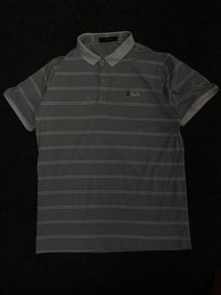 Striped Polo T-Shirt with Contrast Collar & Chest Logo – Short Sleeve