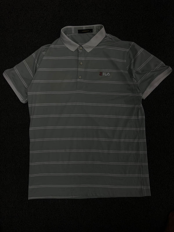 Striped Polo T-Shirt with Contrast Collar & Chest Logo – Short Sleeve