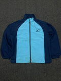 Mizuno Light Blue & Navy Full-Zip Sports Windbreaker Jacket ⚠️ Small Stain