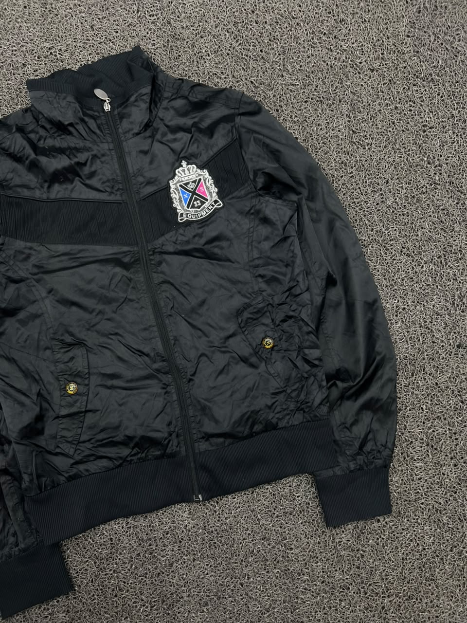 Vintage Soccer Club Black Zip-Up Track Jacket