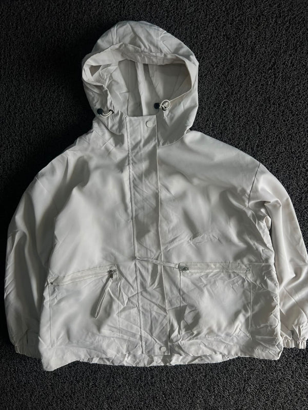 Lightweight White Hooded Streetwear Jacket