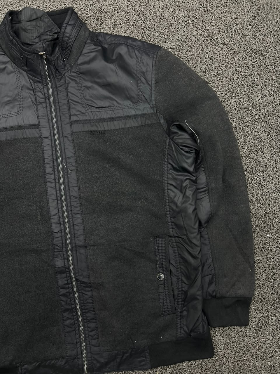 Vintage Black Hybrid Bomber Jacket Retro Outerwear