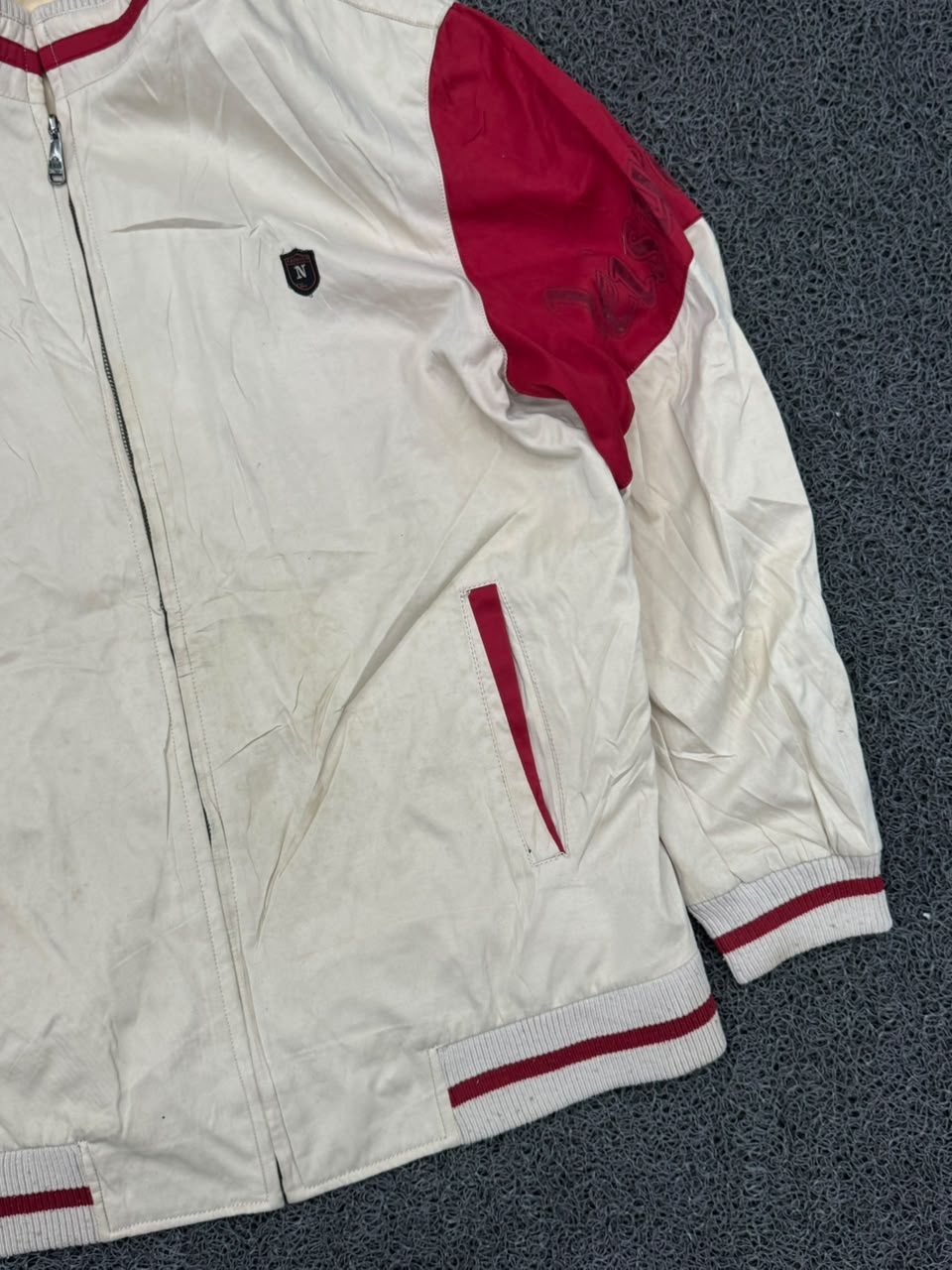 Men's Color Block Zip-Up Bomber Jacket – Ribbed Collar Casual Windbreaker