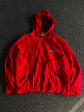 Mercury Red Hooded Windbreaker Jacket – Full Zip Plaid Lined