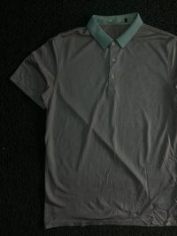 Micro Check Pattern Polo T-Shirt with Contrast Collar
