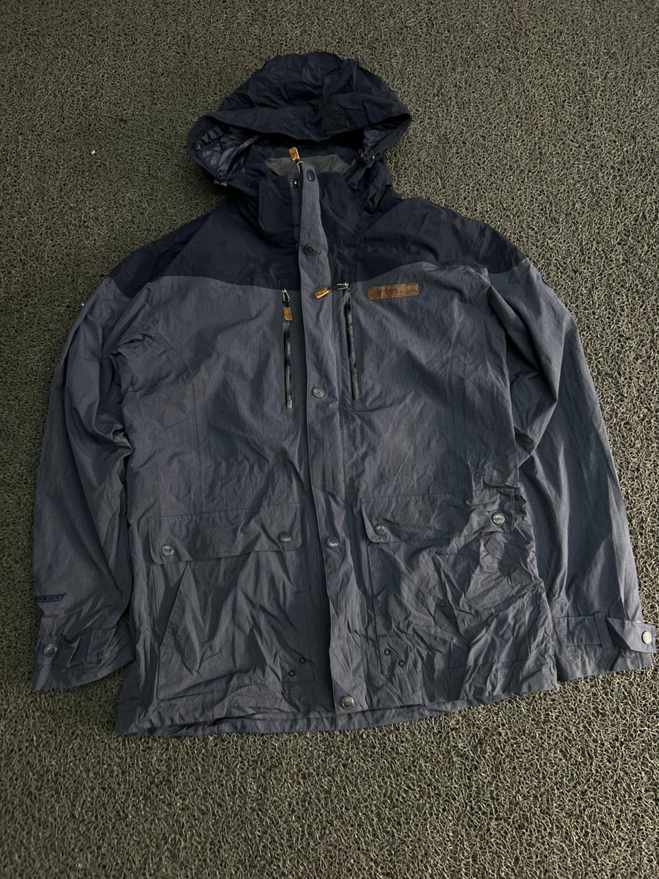 Navy & Charcoal Hooded Waterproof Outdoor Jacket – Full Zip Winter Parka