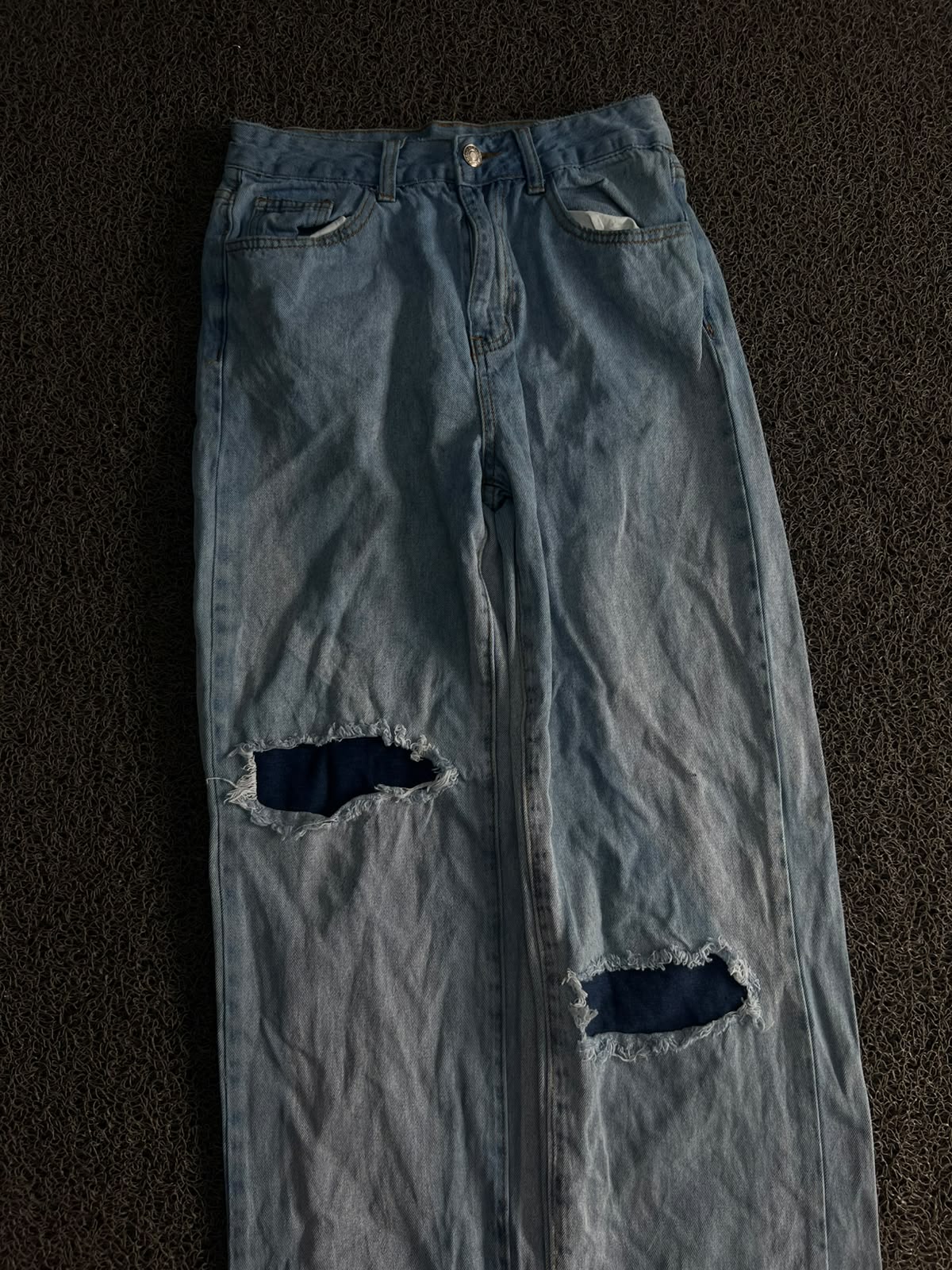 Vintage Light Wash Distressed Wide-Leg Jeans