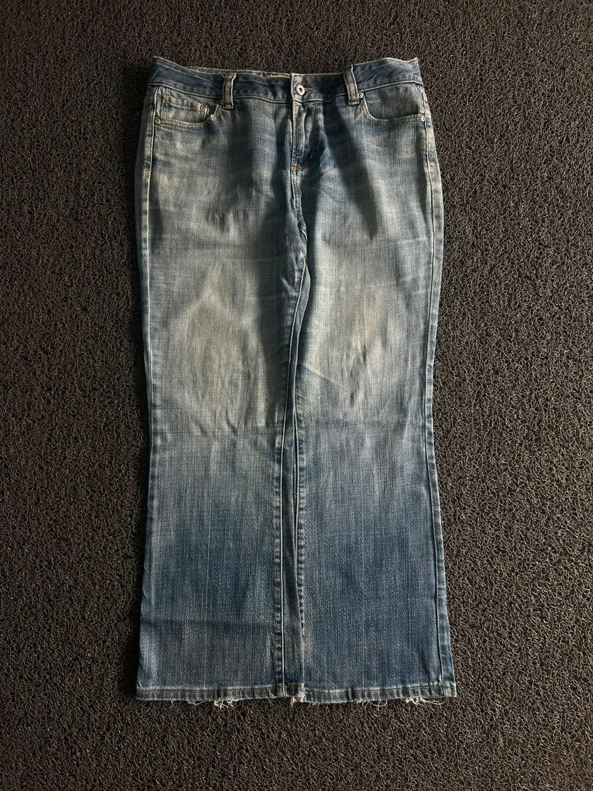 Vintage Washed Blue Denim| Raw Hem | Y2K Casual Style