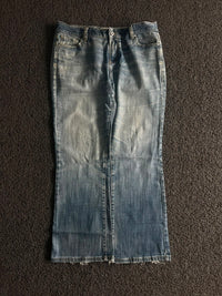 Vintage Washed Blue Denim| Raw Hem | Y2K Casual Style