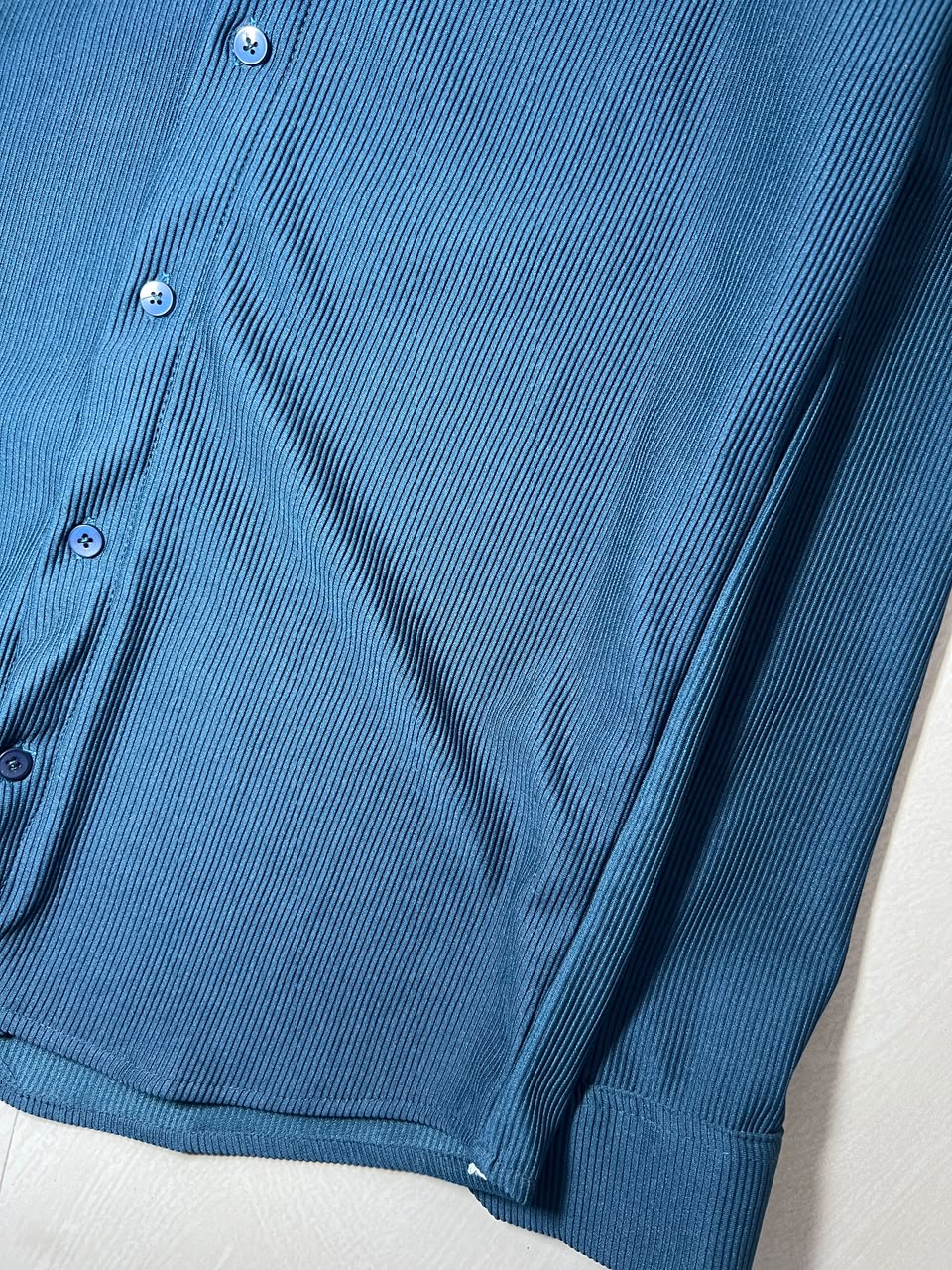 Men's Premium Teal Ribbed Full Sleeve Button-Down Shirt