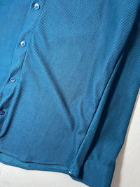 Men's Premium Teal Ribbed Full Sleeve Button-Down Shirt