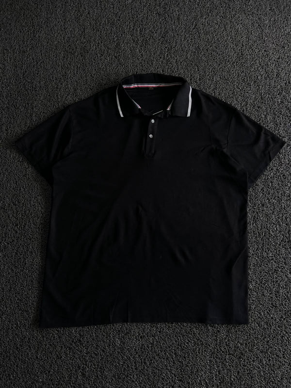 Vintage Black Polo T-Shirt with Contrast Collar | Classic Casual Fit