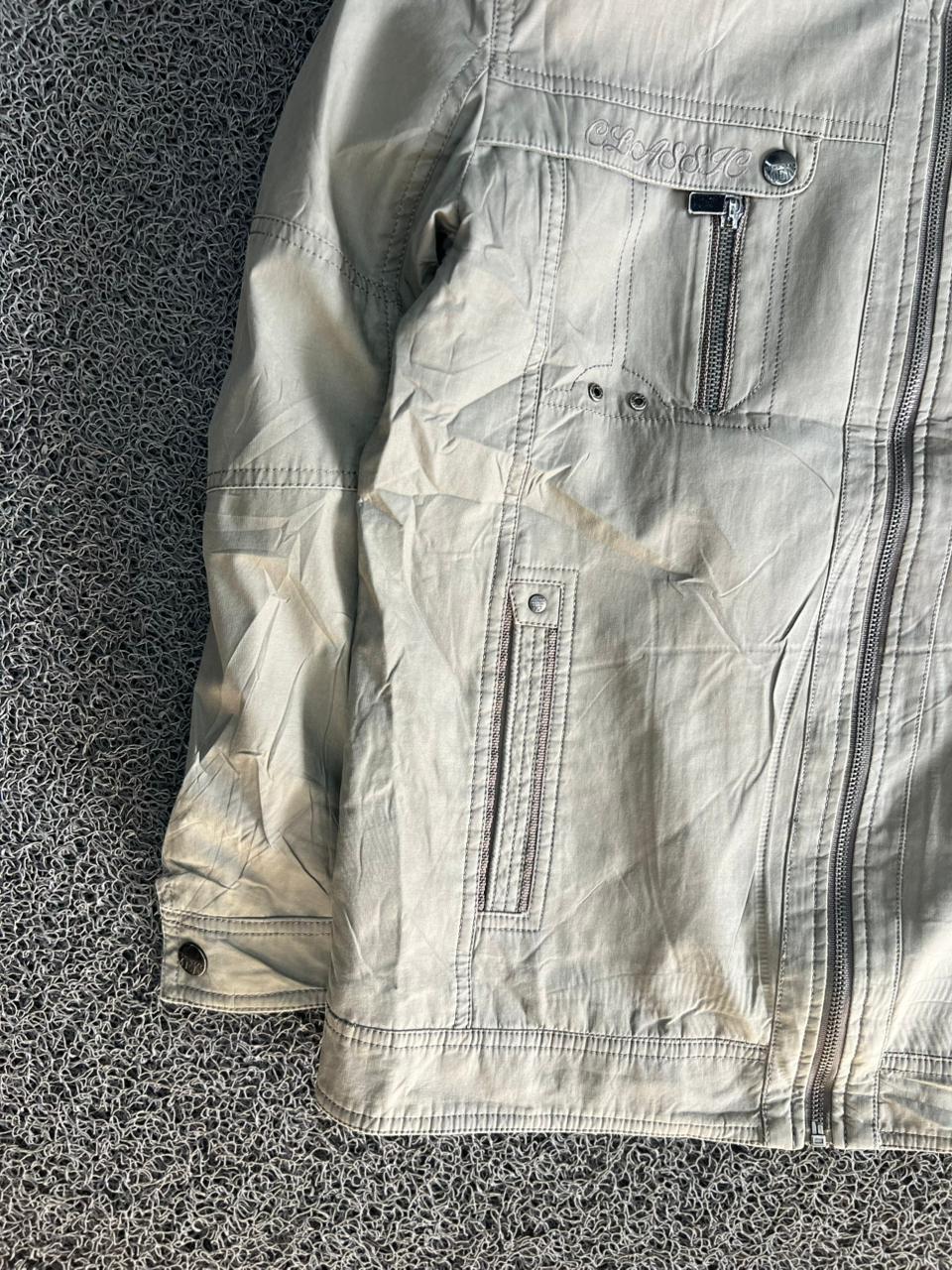 Men's Casual Utility Zip-Up Jacket with Stand Collar