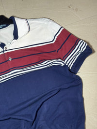 Vintage Red White & Navy Striped Polo T-Shirt