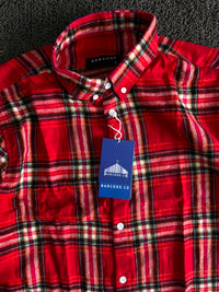 Barcode Red Plaid Flannel Button-Up Shirt – Red Checkered Casual Long Sleeve