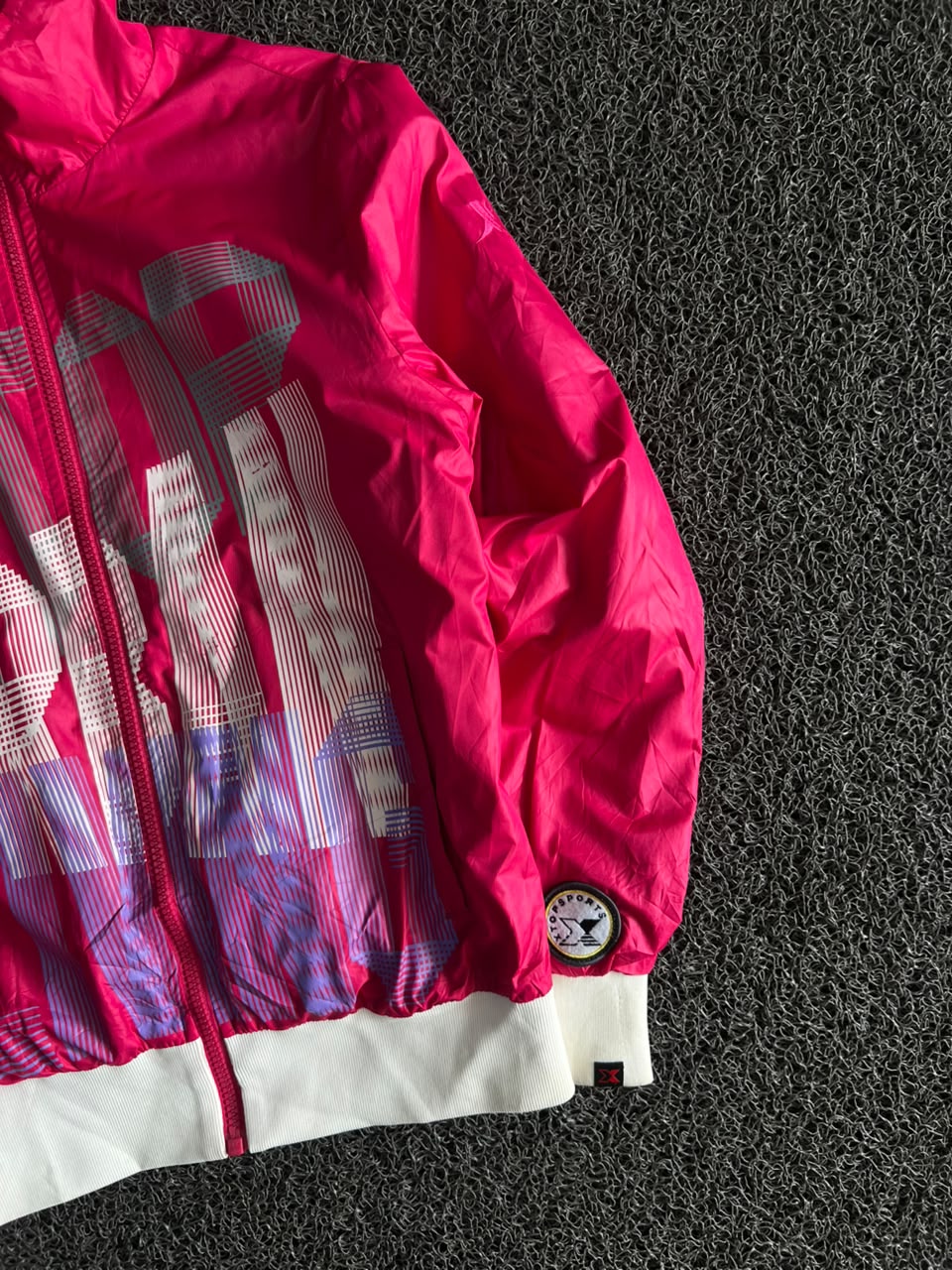 Vintage Neon Pink Graphic Windbreaker Jacket
