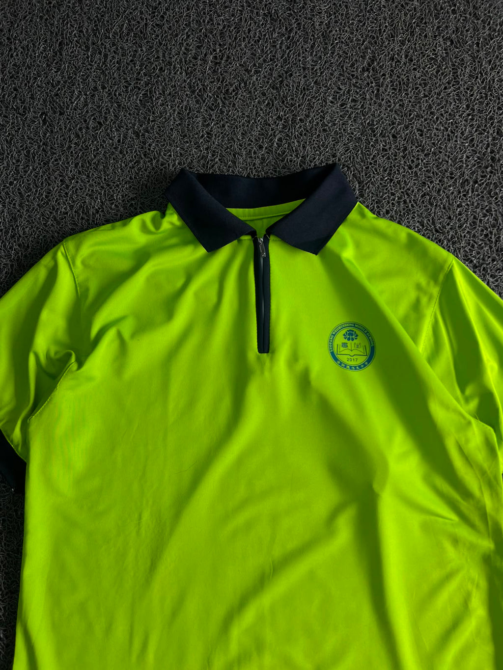 Premium Neon Green Dry-Fit Half Zip Polo T-Shirt with Collar