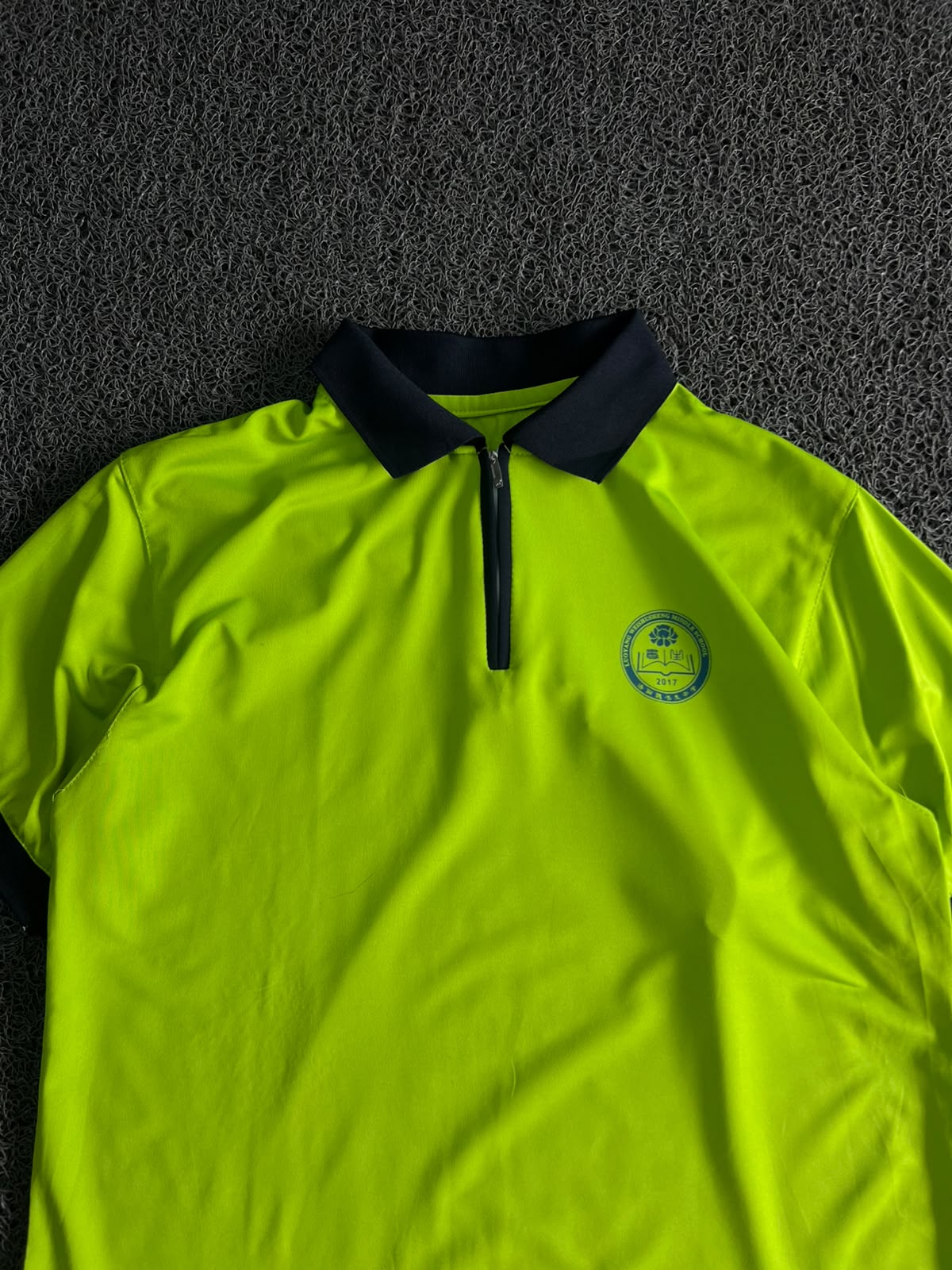 Premium Neon Green Dry-Fit Half Zip Polo T-Shirt with Collar