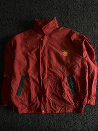 Vintage Stand-Collar Windbreaker Jacket with Embroidered Chest Logo & Front Pockets