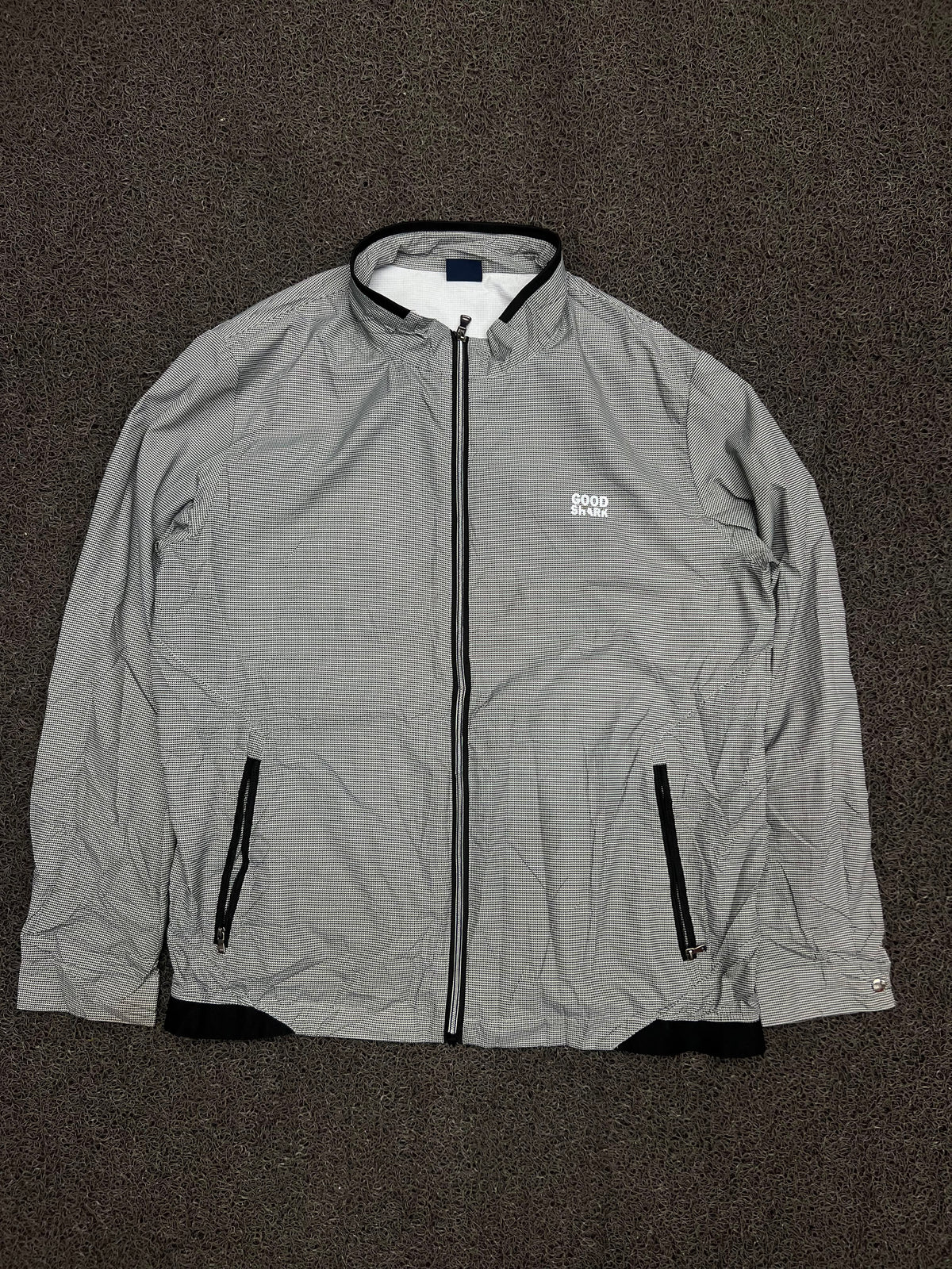 Vintage Checkered Full-Zip Harrington Jacket