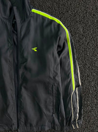 Diadora Lightweight Sports Track Jacket with Neon Stripe ⚠️ Small Stains and no zip