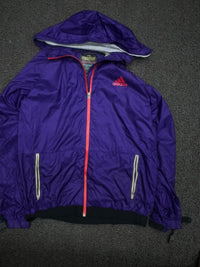 Adidas Purple Hooded Lightweight Zip-Up Jacket ⚠️ Zip Damage