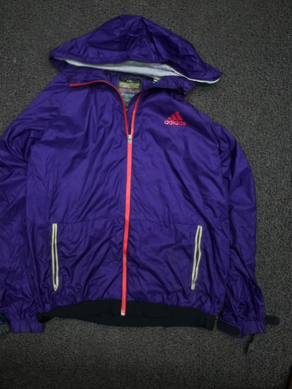 Adidas Purple Hooded Lightweight Zip-Up Jacket ⚠️ Zip Damage