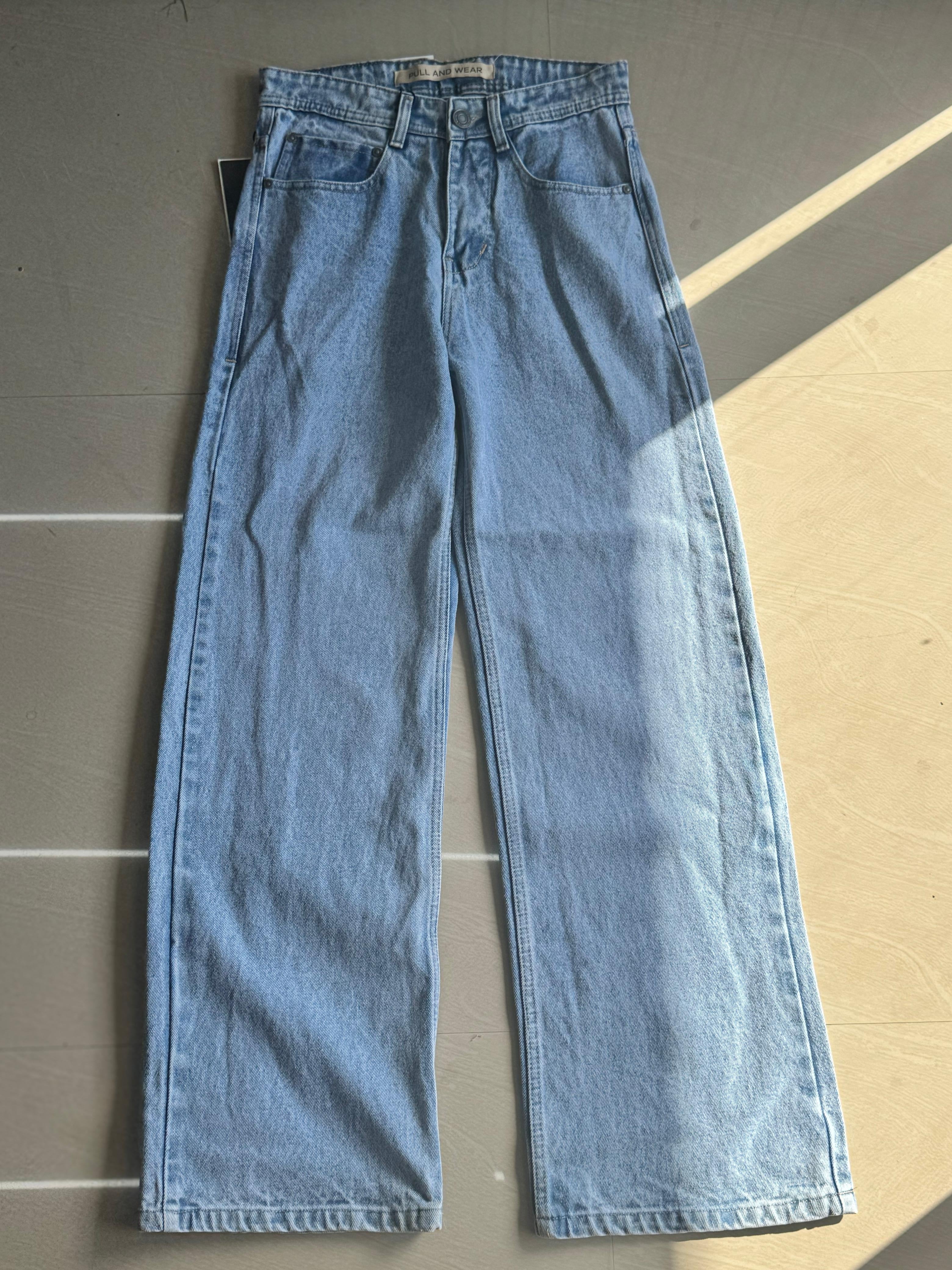Light Blue Wide Leg Denim Jeans