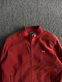Vintage Red Stand Collar Zip-Up Jacket – Casual Full Zip Lightweight Men's Outerwear