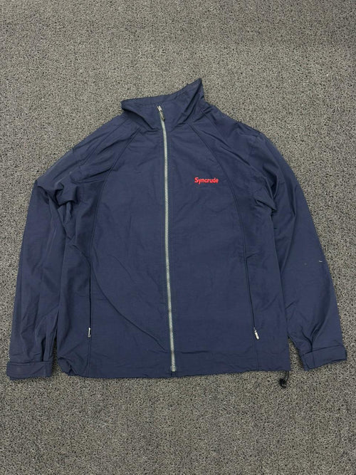 Vintage Syncrude Embroidered Navy Blue Full-Zip Windbreaker Jacket