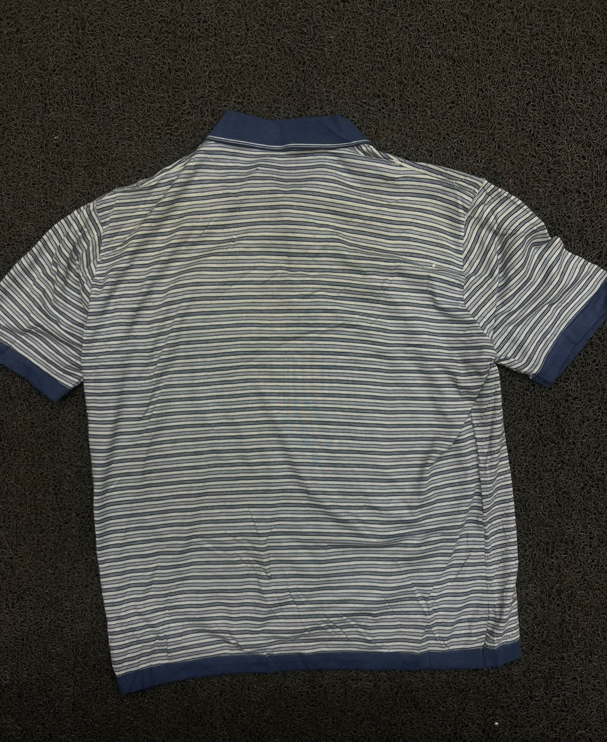 Striped Polo T-Shirt with Contrast Collar and Chest Patch