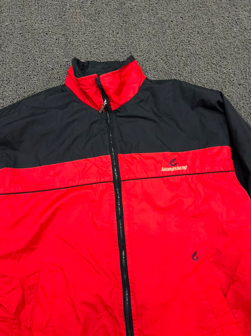 Huangsheng Red & Black Color Block Windbreaker Jacket