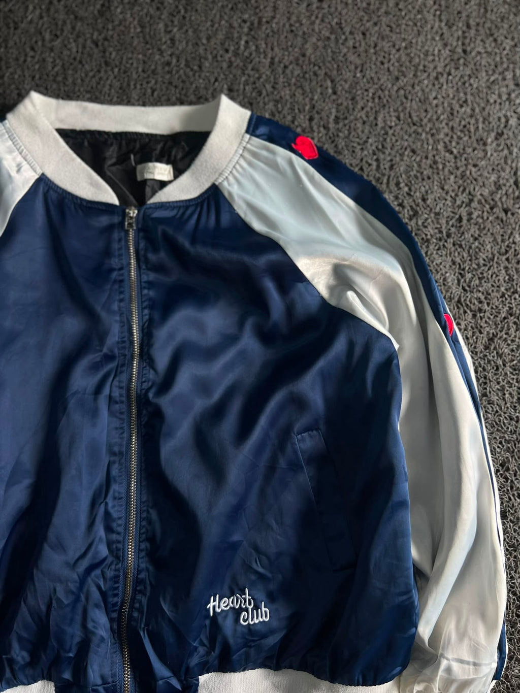 Heart Club Lightweight Satin Varsity Jacket
