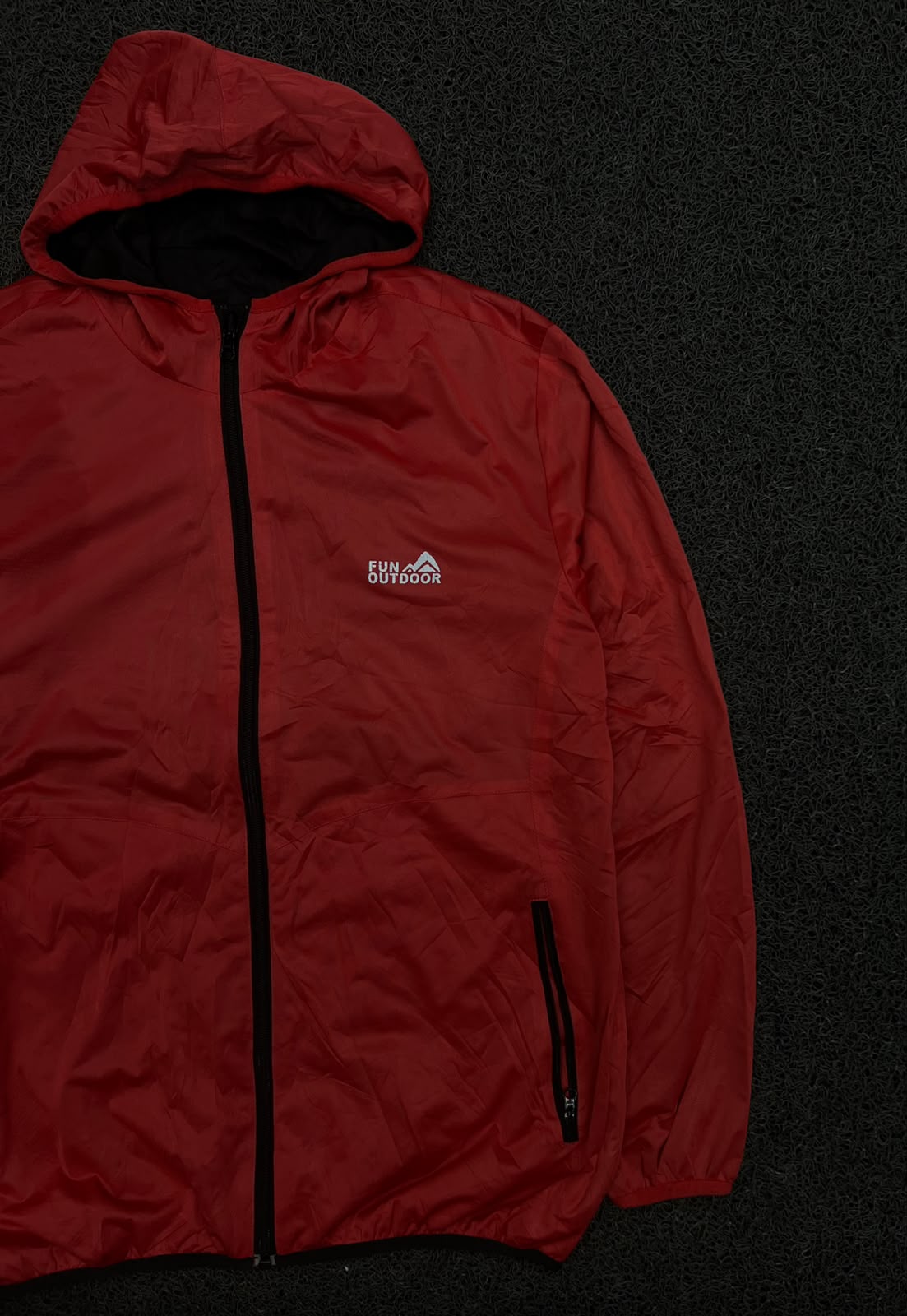 Red Fun Outdoor Hooded Full-Zip Lightweight Jacket