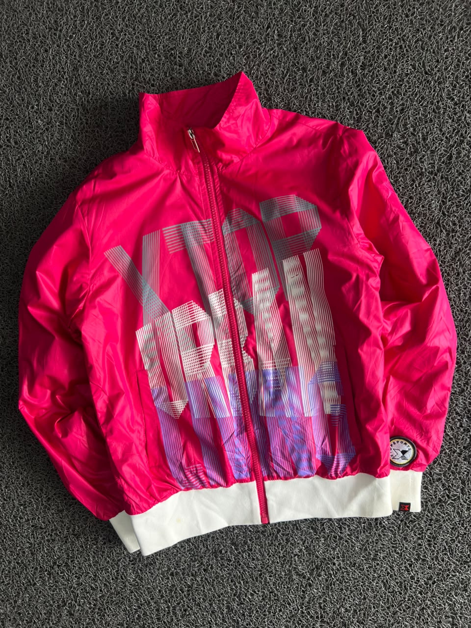 Vintage Neon Pink Graphic Windbreaker Jacket