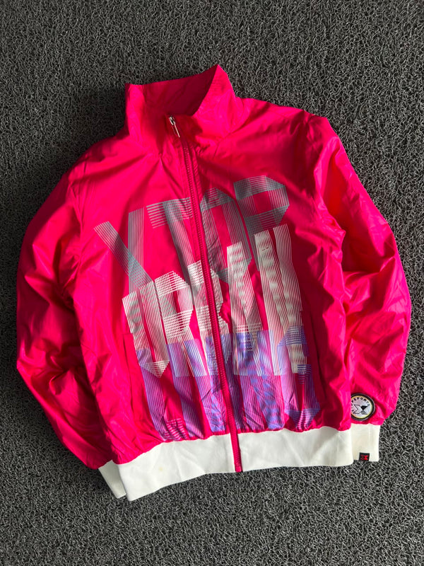 Vintage Neon Pink Graphic Windbreaker Jacket