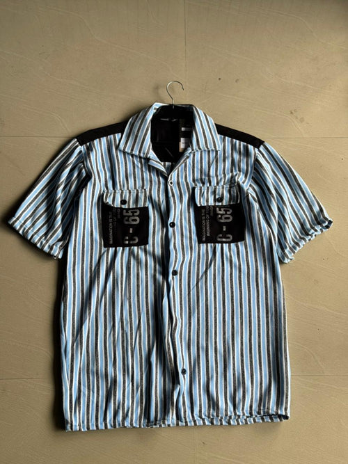 Men's Casual Striped Short Sleeve Button-Up Shirt