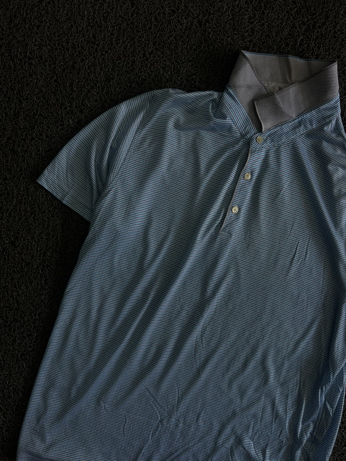 Vintage Micro-Check Polo T-Shirt with Contrast Layered Collar