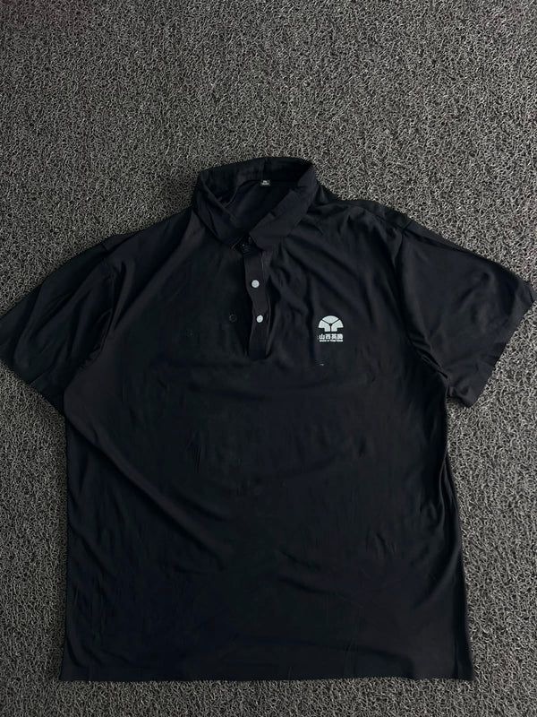 Black Minimal Logo Polo T-Shirt