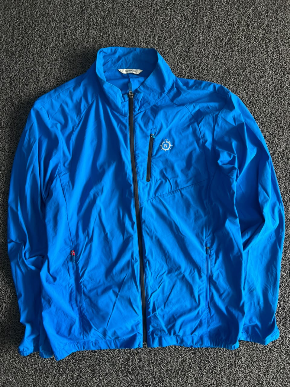 Vintage Blue Lightweight Zip Windbreaker Jacket