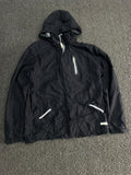 Black Hooded Reflective Zip Windbreaker Jacket – Lightweight Outdoor