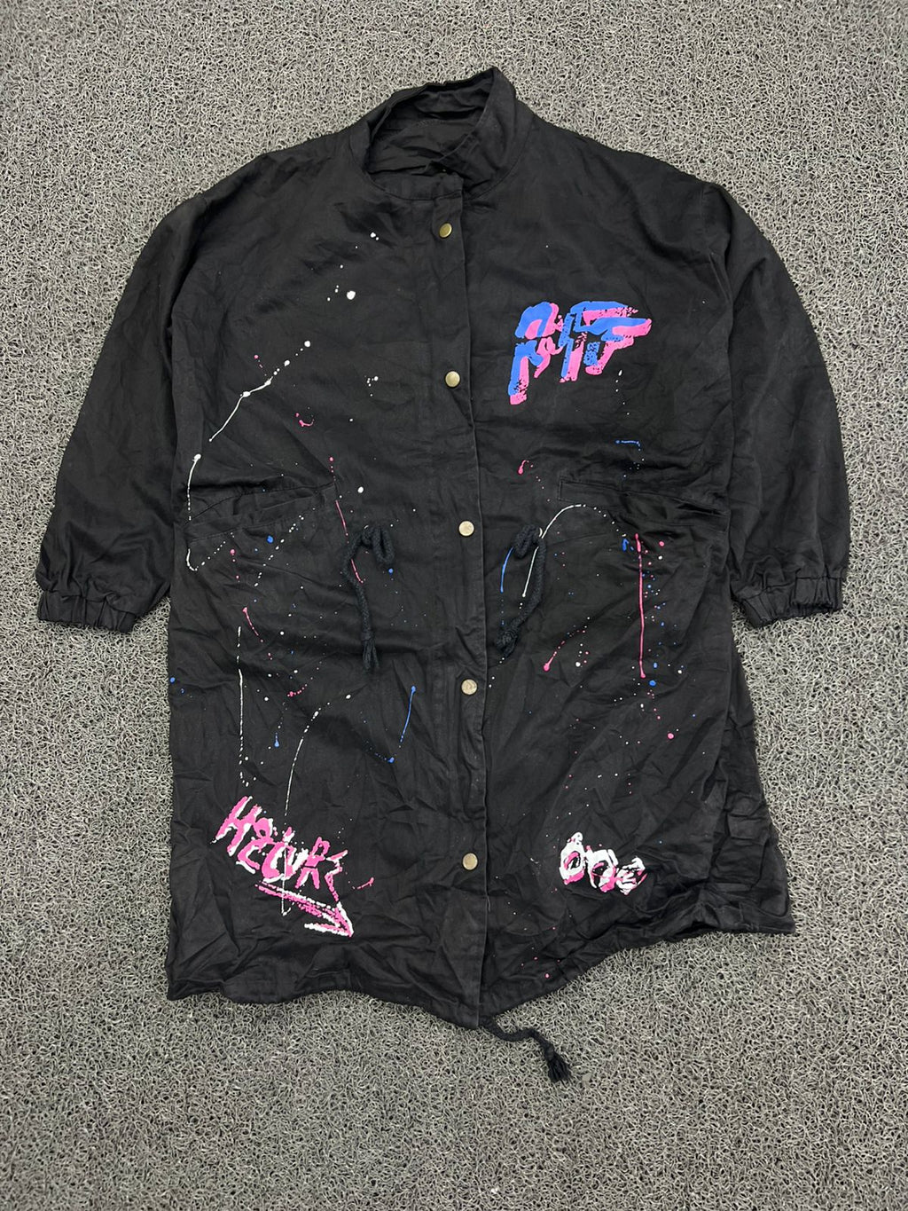 Retro 90s Graffiti Paint Splatter Black Jacket