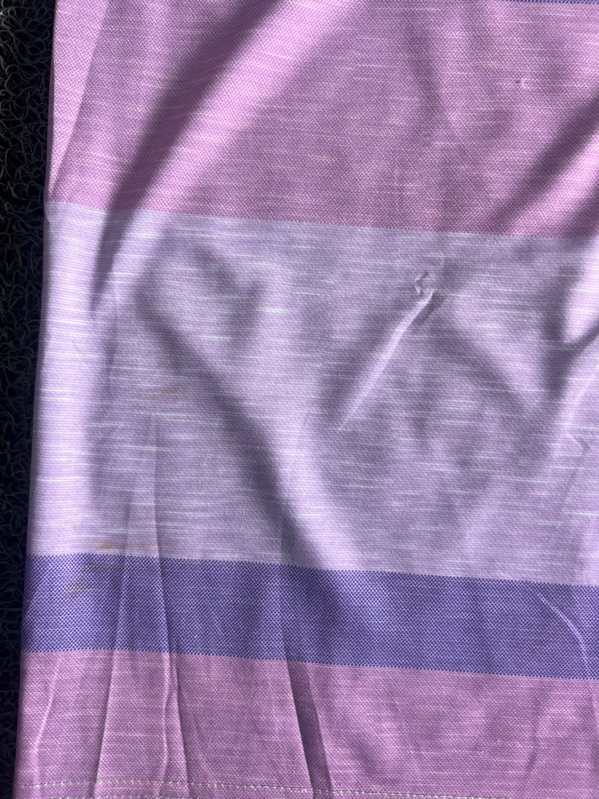 Vintage Pink & Purple Striped Polo T-Shirt ⚠️ Small Stains