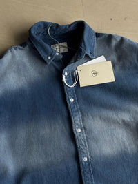 Gradient Wash Blue Denim Button-Down Shirt
