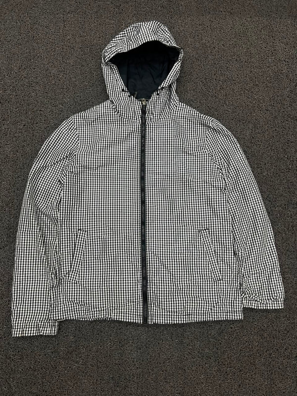 Black & White Gingham Hooded Zip Jacket
